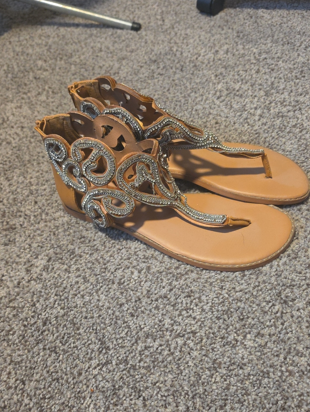 torrid Tan Rhinestone Embellished Gladiator Sandals Size 10W